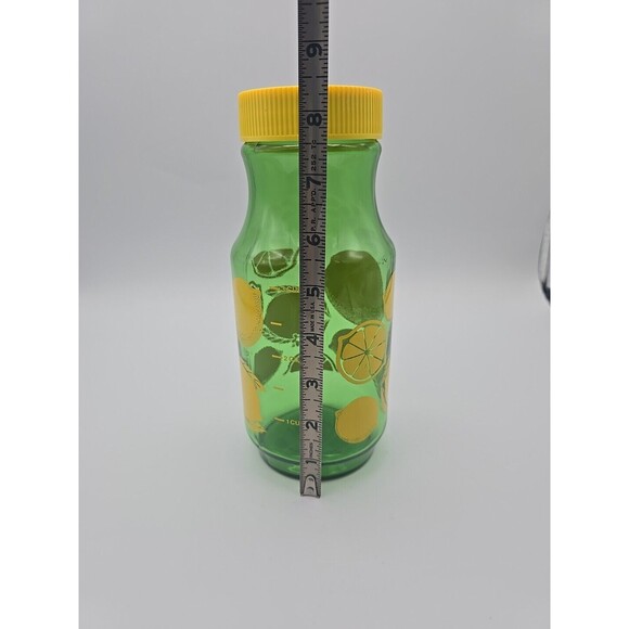 Vintage Anchor Hocking  Lemonade Jar Green Glass Painted Lemons  Screw On Lid - Picture 6 of 12